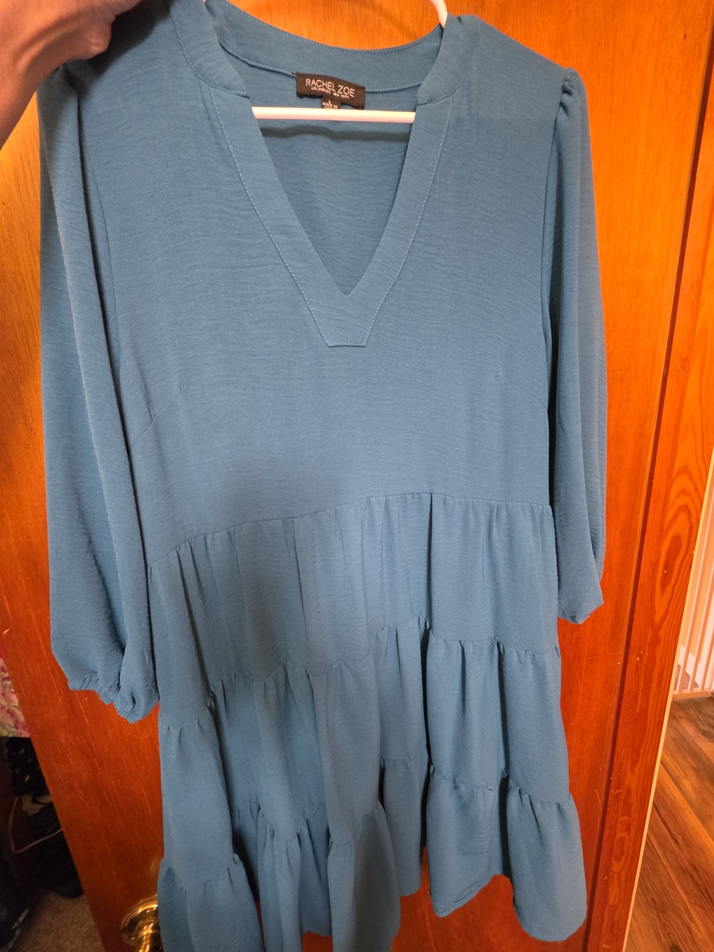 Rachel Zoe Teal Tiered V-Neck Dress